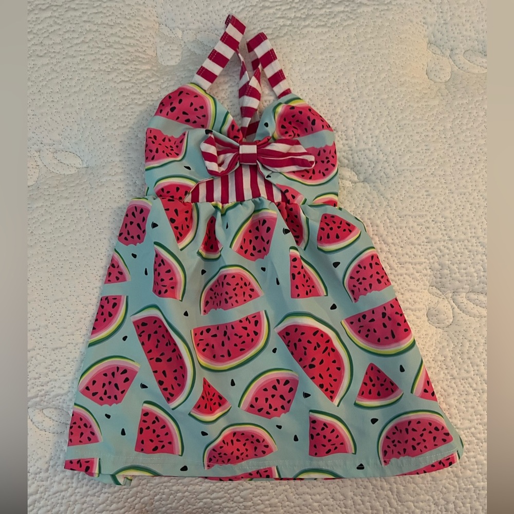 Baby girl dress. Watermelon. Used for first birthday. Worn once. Size 18 months.